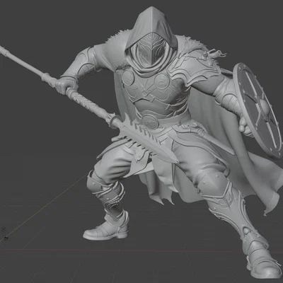 Mô hình chiến binh trung cổ Warrior with Sword 1 in 3D cực chi tiết