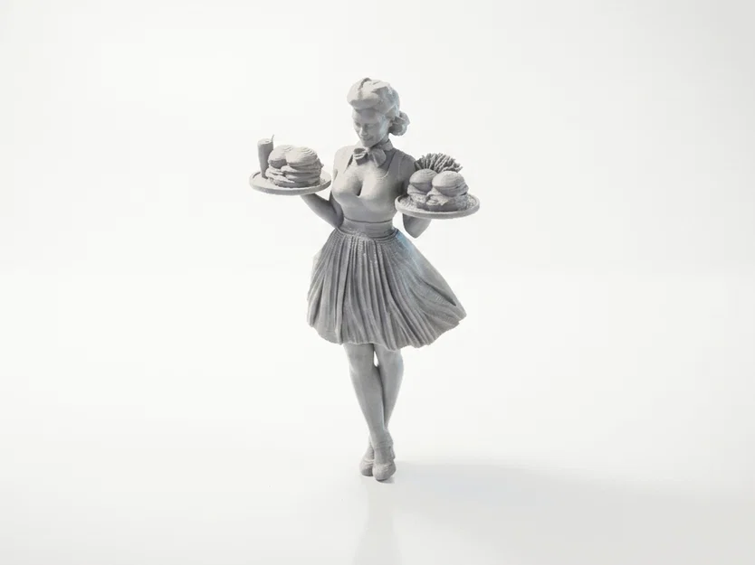 Mô hình tượng nhân vật nữ phục vụ bàn (Waitress) 3D Printable - Image 1
