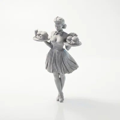 Mô hình tượng nhân vật nữ phục vụ bàn (Waitress) 3D Printable