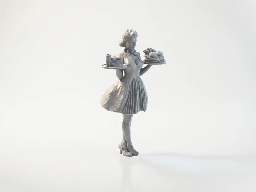 Mô hình tượng nhân vật nữ phục vụ bàn (Waitress) 3D Printable - Image 2