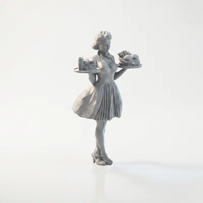 Mô hình tượng nhân vật nữ phục vụ bàn (Waitress) 3D Printable