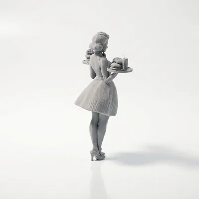 Mô hình tượng nhân vật nữ phục vụ bàn (Waitress) 3D Printable