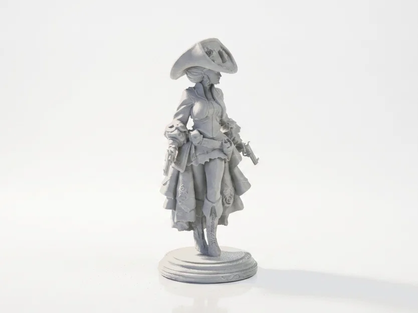 Mô hình nữ cao bồi miền viễn tây - Wild West Lady Figurine (STL file) - Image 2