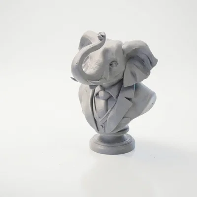 Mô hình tượng bán thân chú voi mặc vest sang trọng (File in 3D)
