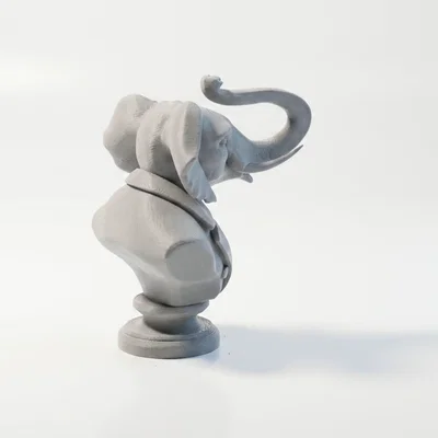 Mô hình tượng bán thân chú voi mặc vest sang trọng (File in 3D)