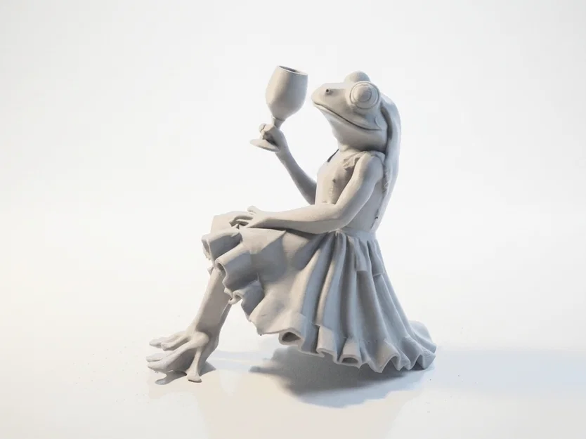 Mô hình ếch cầm ly rượu vang sang trọng - File 3D in ấn - Image 1