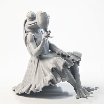 Mô hình ếch cầm ly rượu vang sang trọng - File 3D in ấn