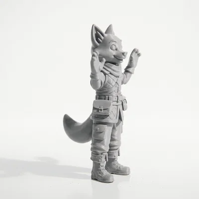 Mô hình chú cáo giơ tay đáng yêu (Fox with Hands Up) - File in 3D