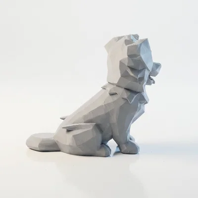 Tượng Chó Hình Học Phong Cách Hiện Đại - File 3D Printable