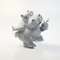 Mô hình Hà mã phong cách Hawaii (Hawaai Hippo) in 3D - Thumbnail 2