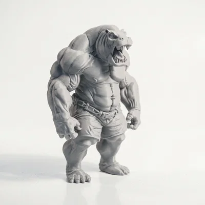 Mô hình 3D Hippo Man Monster - Tượng quái vật hà mã người cực ngầu