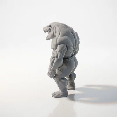 Mô hình 3D Hippo Man Monster - Tượng quái vật hà mã người cực ngầu