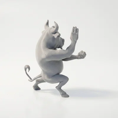 Mô hình tượng bò Kung Fu võ thuật in 3D