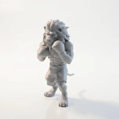 Mô hình 3D Sư tử võ sĩ quyền anh - Lion Boxer Figurine