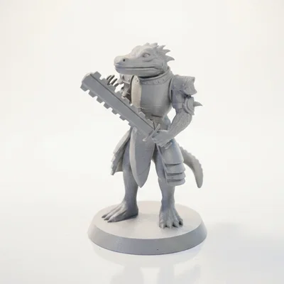 Mô hình chiến binh bò sát - Lizard Warrior Figurine Fantasy Miniature 3D Printable