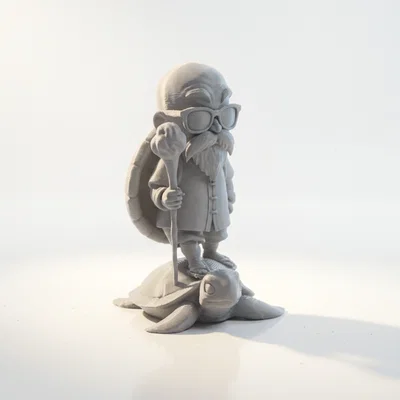 Mô hình 3D ông lão cưỡi rùa lướt sóng độc đáo
