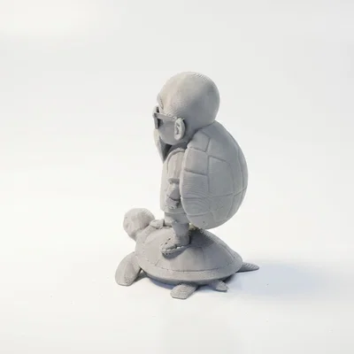 Mô hình 3D ông lão cưỡi rùa lướt sóng độc đáo