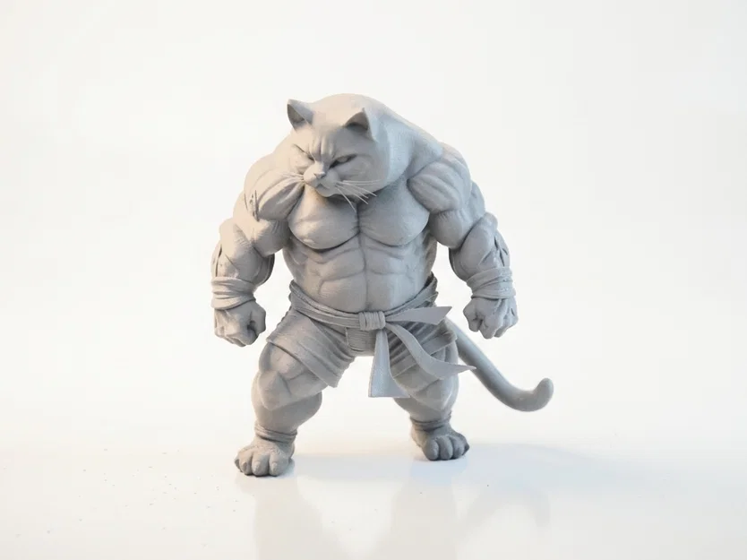 Mô hình chiến binh mèo cơ bắp (3D Printable) - Image 1