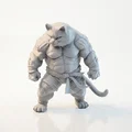Mô hình chiến binh mèo cơ bắp (3D Printable) - Thumbnail 1