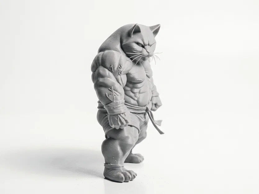 Mô hình chiến binh mèo cơ bắp (3D Printable) - Image 2