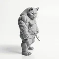 Mô hình chiến binh mèo cơ bắp (3D Printable) - Thumbnail 2