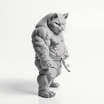 Mô hình chiến binh mèo cơ bắp (3D Printable)