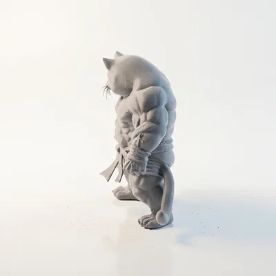Mô hình chiến binh mèo cơ bắp (3D Printable)
