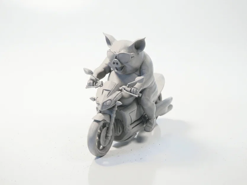 Mô hình Heo Lái Mô Tô - Tượng Trang Trí In 3D Độc Đáo - Image 1
