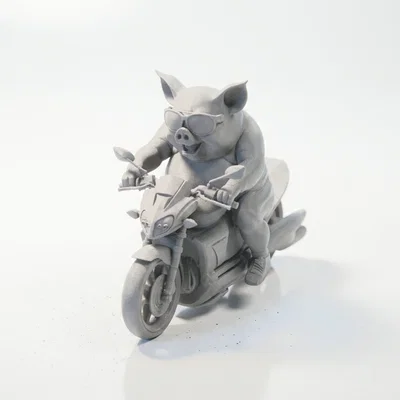 Mô hình Heo Lái Mô Tô - Tượng Trang Trí In 3D Độc Đáo