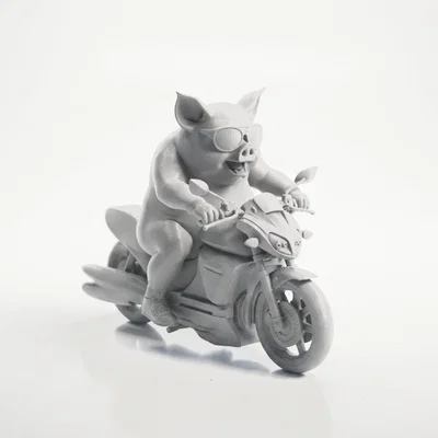 Mô hình Heo Lái Mô Tô - Tượng Trang Trí In 3D Độc Đáo
