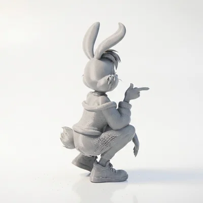 Mô hình tượng thỏ chỉ tay - File in 3D nghệ thuật