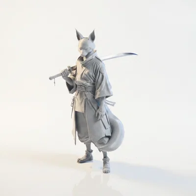 Mô hình tượng chiến binh cáo Samurai - File in 3D