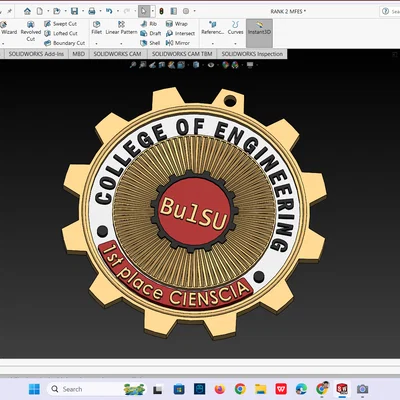 Mẫu thiết kế huy hiệu bánh răng College of Engineering cho in 3D