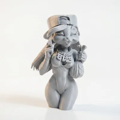 Mô hình 3D Bức tượng bán thân Thỏ hút thuốc - Đồ trang trí cá tính
