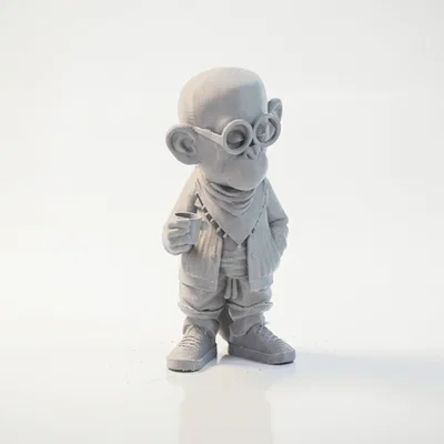 Mô hình chú khỉ hút thuốc 3D - Tượng trang trí bàn làm việc độc đáo