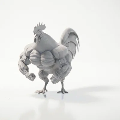 Mô hình 3D tượng gà trống cơ bắp đầy mạnh mẽ