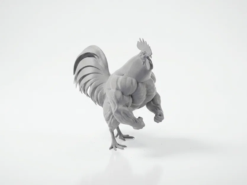 Mô hình 3D tượng gà trống cơ bắp đầy mạnh mẽ - Image 3