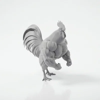 Mô hình 3D tượng gà trống cơ bắp đầy mạnh mẽ