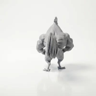 Mô hình 3D tượng gà trống cơ bắp đầy mạnh mẽ