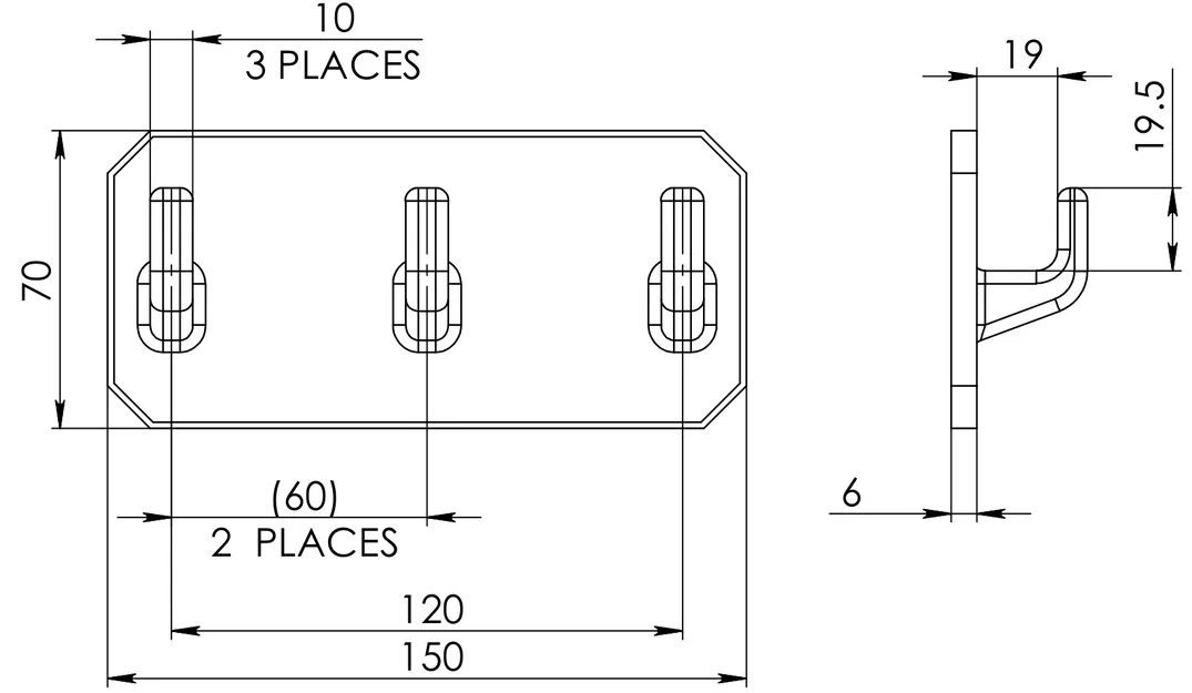 Móc treo tường 3 nhánh (dùng băng dính gắn tường) - Image 2