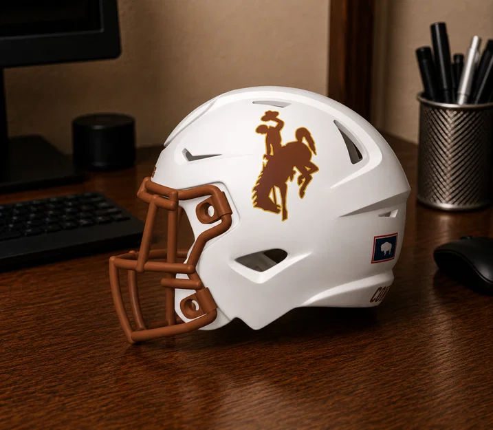Mũ bảo hiểm bóng bầu dục Wyoming State Cowboys - Không sọc - Image 1
