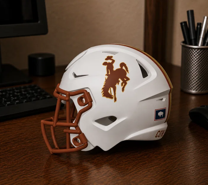 Mũ bảo hiểm bóng bầu dục Wyoming State Cowboys - Phiên bản có sọc - Image 1