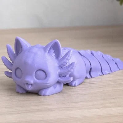 Mẫu in 3D đồ chơi Axolotl lai mèo khớp nối linh hoạt siêu đáng yêu