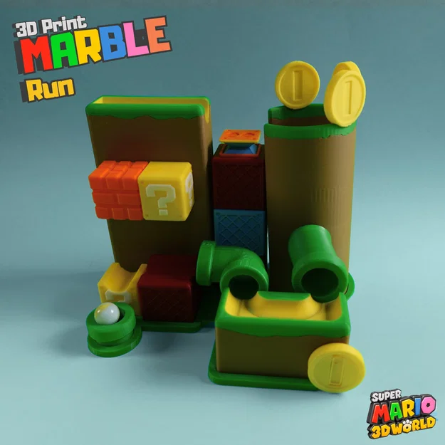 Mô hình đường chạy bi chủ đề Super Mario nhỏ gọn, tối ưu in 4 màu - Image 1