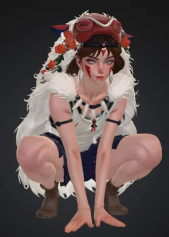 Mô hình 3D công chúa Mononoke (San) sắc nét cho người yêu Anime - Image 5