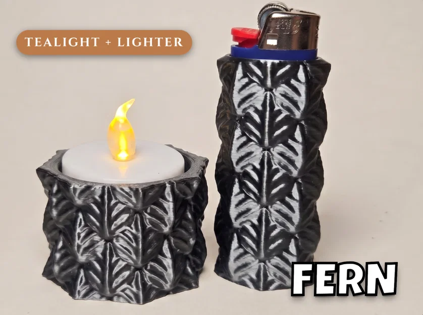 Bộ ốp bật lửa và đế nến Fern 3D trang trí độc đáo - Image 1