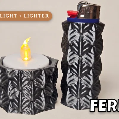 Bộ ốp bật lửa và đế nến Fern 3D trang trí độc đáo