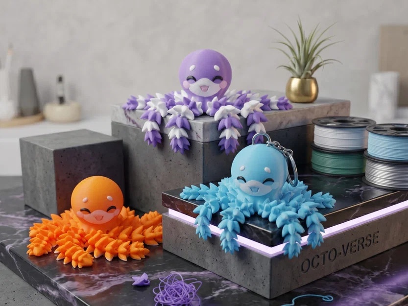 Bạch Tuộc Bông Flexi - Đồ chơi khớp nối, Móc khóa và Nam châm - Image 4