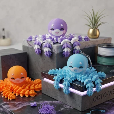 Bạch Tuộc Bông Flexi - Đồ chơi khớp nối, Móc khóa và Nam châm
