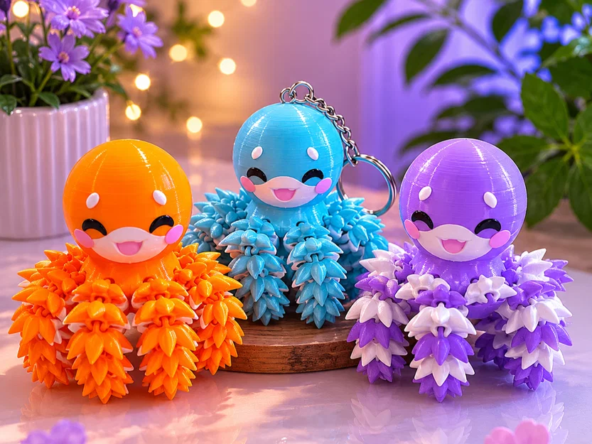 Bạch Tuộc Bông Flexi - Đồ chơi khớp nối, Móc khóa và Nam châm - Image 5